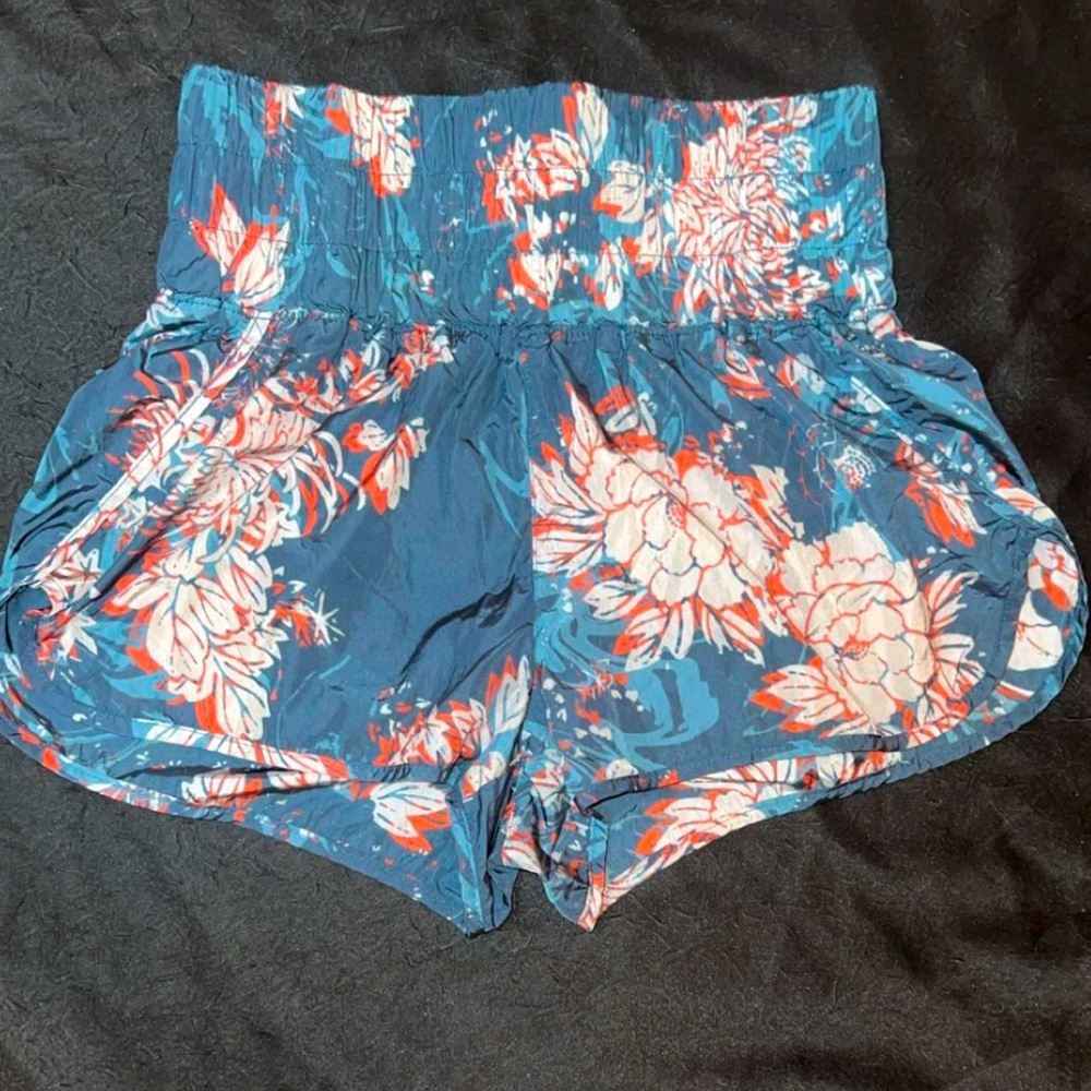FP Movement by Free People Blue Floral Athletic Shorts